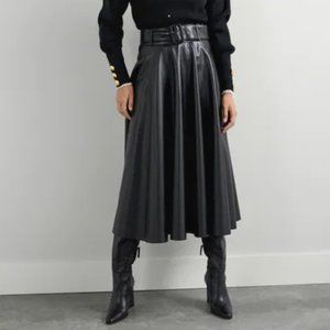 Zara Faux Leather Belted skirt - Black Small